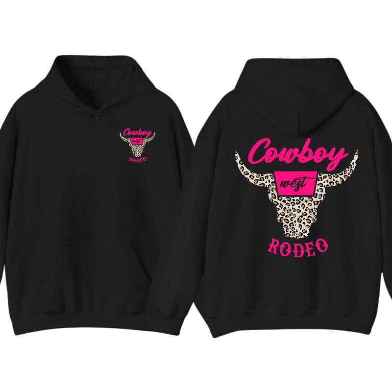 Cowboy Rodeo & Western Bull Skull Pink Leopard Print Streetwear Rodeo Fans Country Lovers T-Shirts