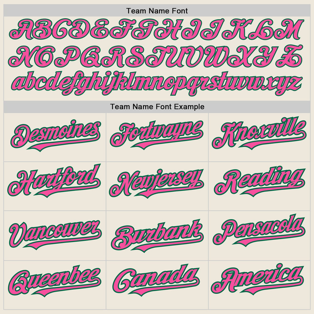 Custom Cream (Kelly Green Pink Pinstripe) Pink-Kelly Green Authentic Baseball Jersey