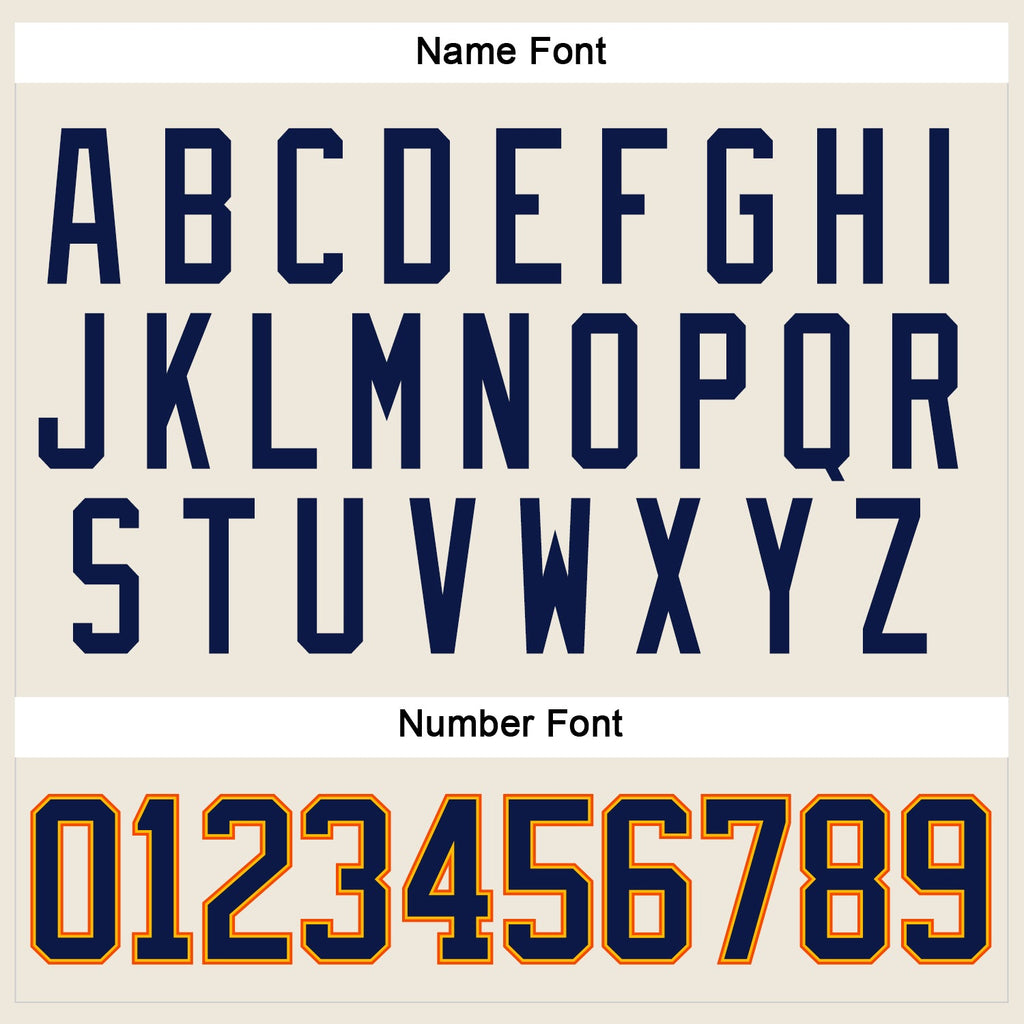 Custom Cream Navy Gold-Orange Hockey Jersey