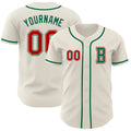 Custom Cream Red-Kelly Green Authentic Baseball Jersey