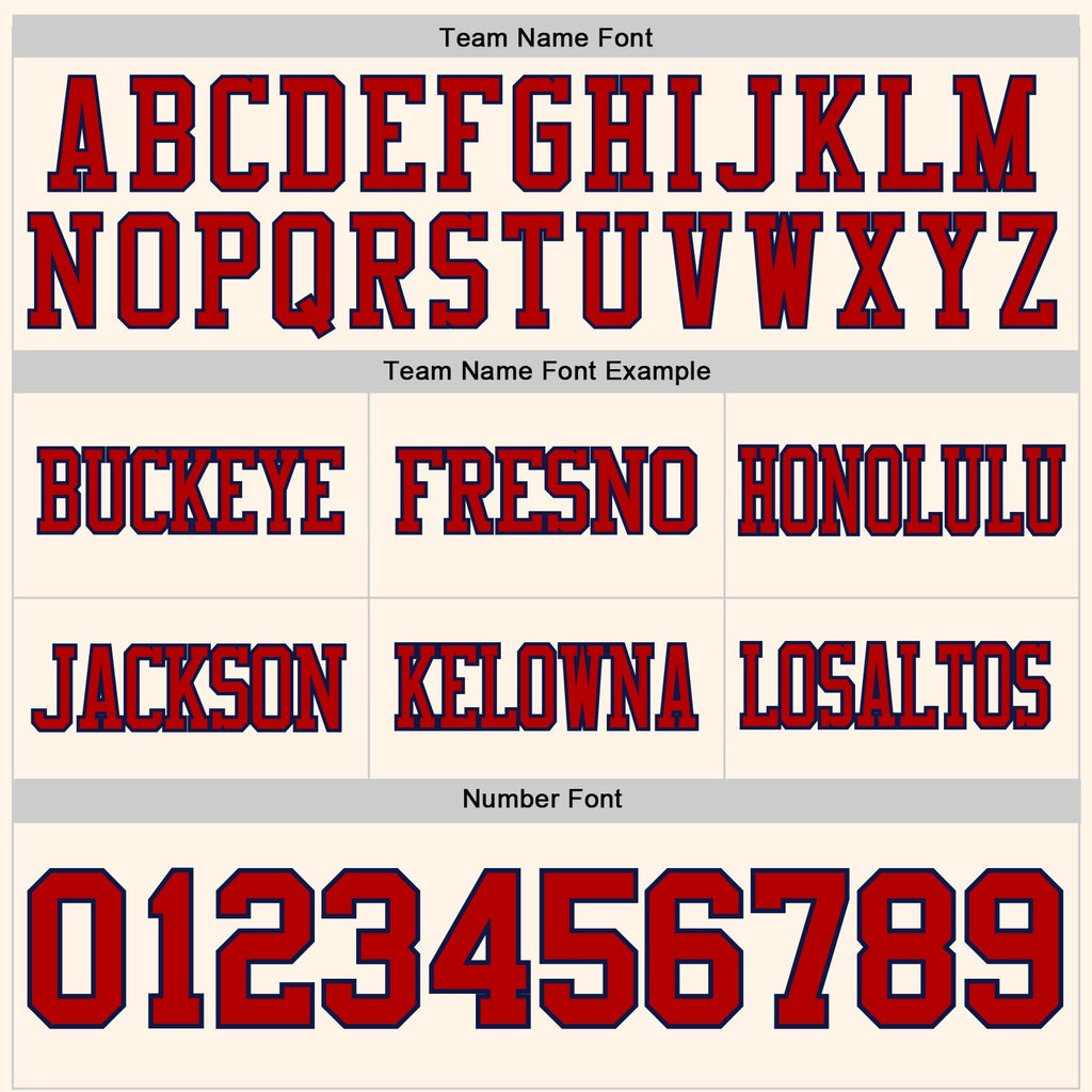 Custom Cream Red-Navy Authentic Football Jersey