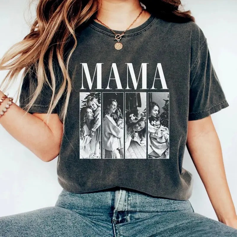 Custom Photo Shirt Mom Custom Mom Shirt Personalized Picture Vintage Shirt Your Own Picture Mom Mom T-Shirts