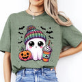 Cute Bougie Halloween Ghost Coffee. Casual Everyday Softstyle Halloween T-Shirts