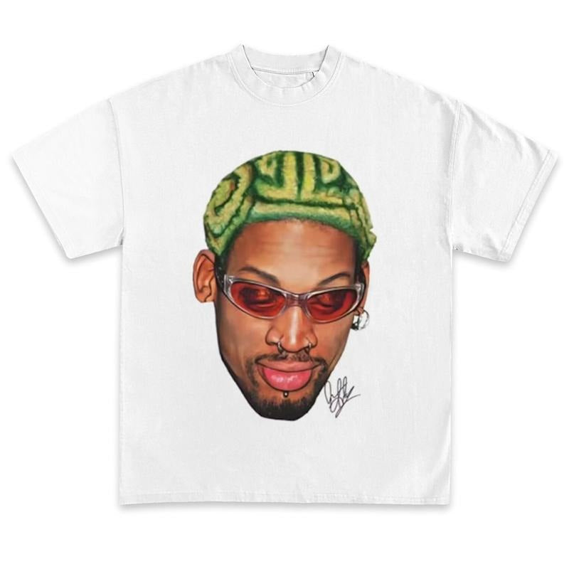 Dennis Rodman Big Face Zig Zag Green Hair Inspired Vintage Lengend Basketball Sreetwear 90s Heavy Hiphop Y2k Menswear (1)
