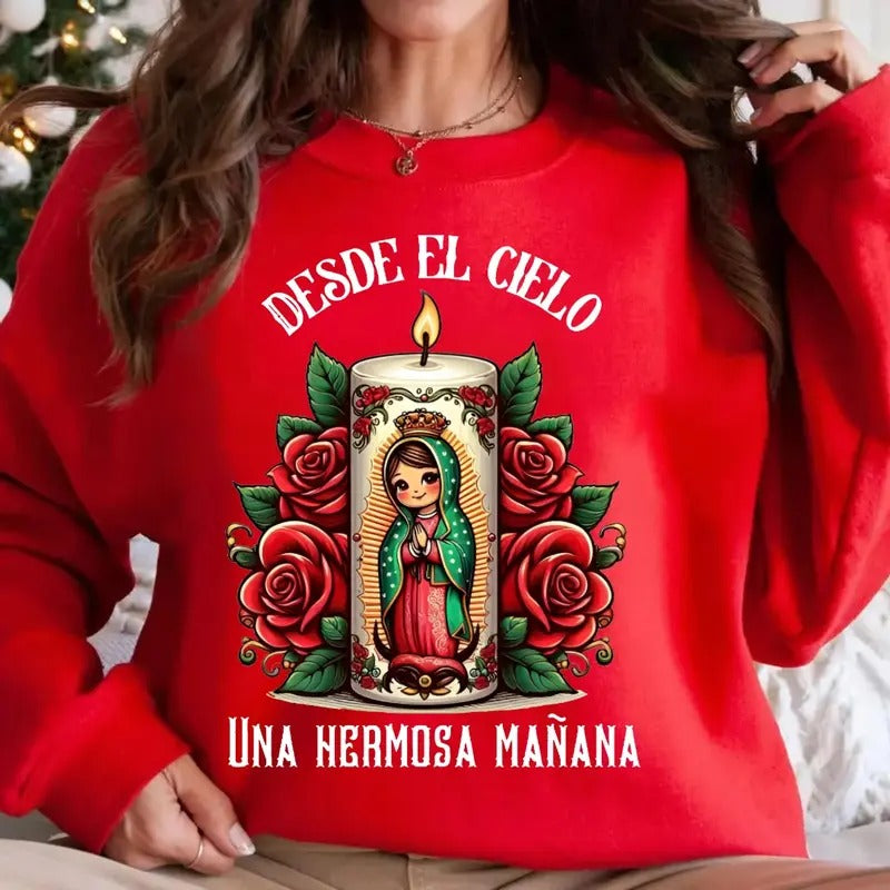 Desde El Cielo Una Hermosa Manana Shirt Virgen De Guadalupe Mexican Catholic Shirt T-Shirts