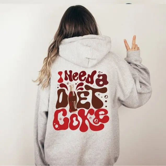 Diet Coke Lover I Need Diet Coke Funny Cotton Fabric Words Back Funny T-Shirts