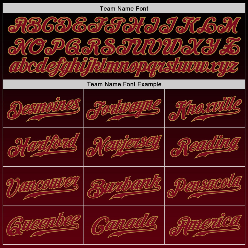 Custom Black Crimson-Old Gold Authentic Fade Fashion Baseball Jersey
