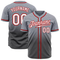 Custom Gray White Steel Gray-Red Authentic Fade Fashion Baseball Jersey