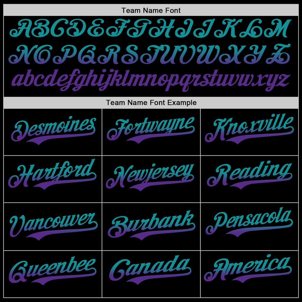 Custom Black Teal-Purple Authentic Fade Fashion Baseball Jersey