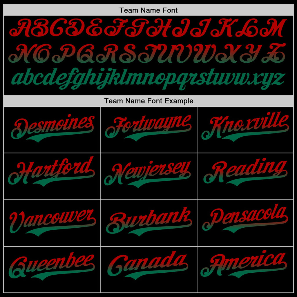 Custom Black Red-Kelly Green Authentic Fade Fashion Baseball Jersey