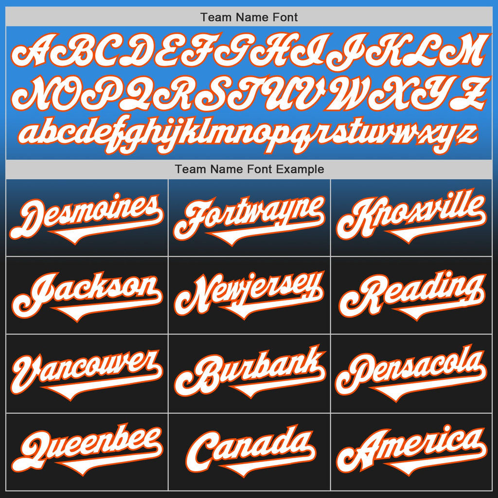 Custom Electric Blue Black-Orange Authentic Fade Fashion Baseball Jersey