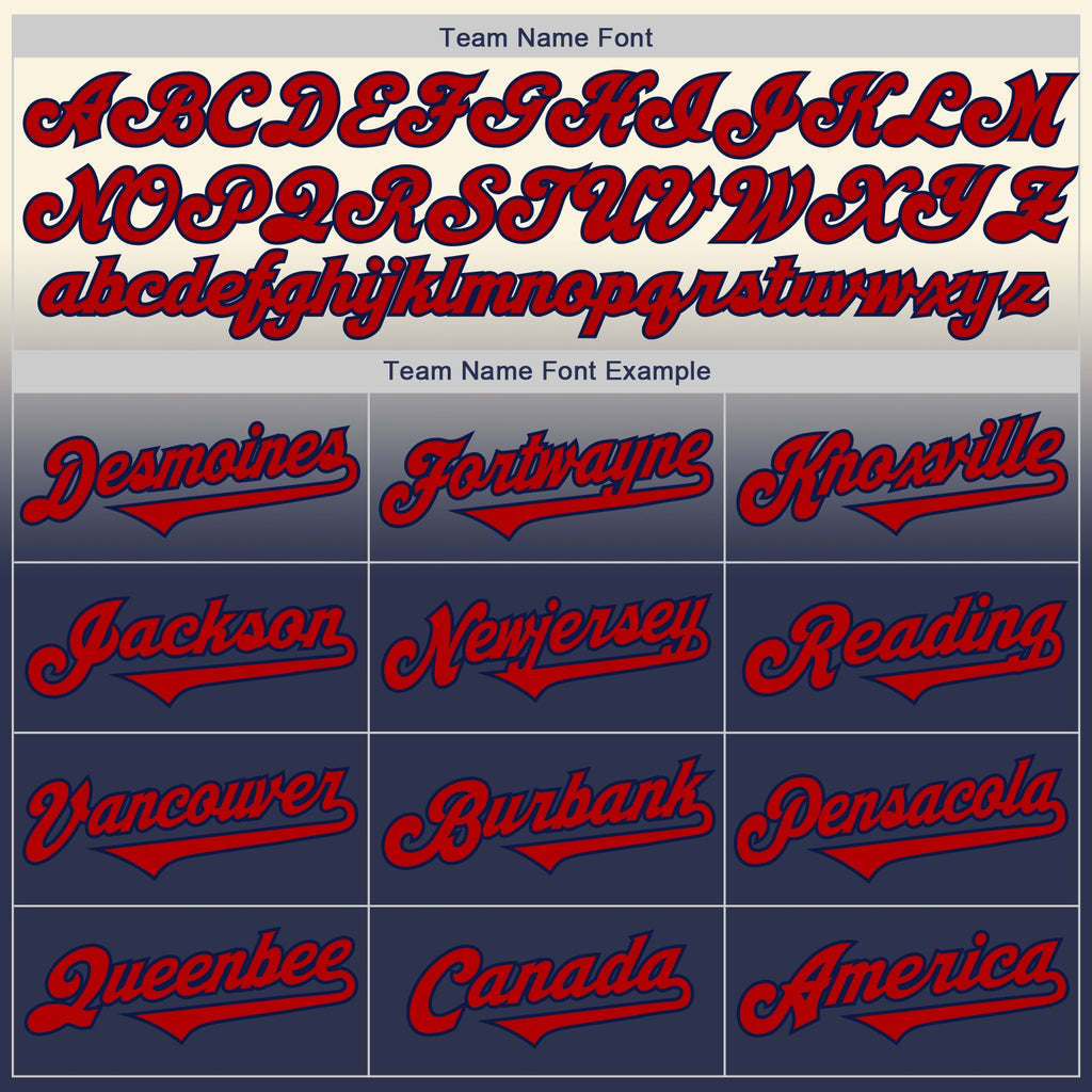 Custom Cream Red-Navy Authentic Fade Fashion Baseball Jersey
