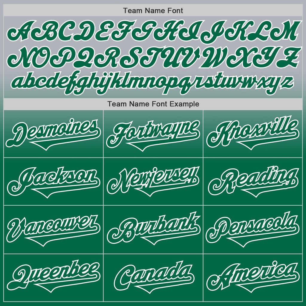 Custom Gray Kelly Green-White Authentic Fade Fashion Baseball Jersey