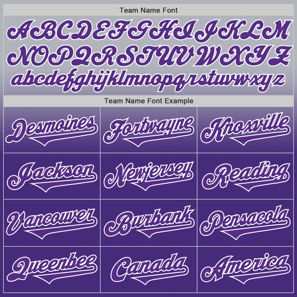 Custom Gray Purple-White Authentic Fade Fashion Baseball Jersey