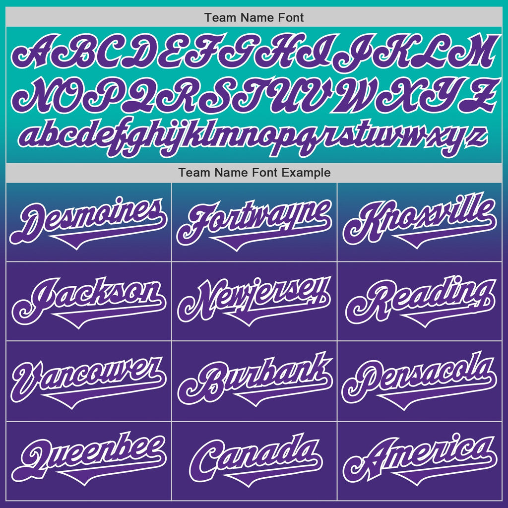 Custom Aqua Purple-White Authentic Fade Fashion Baseball Jersey