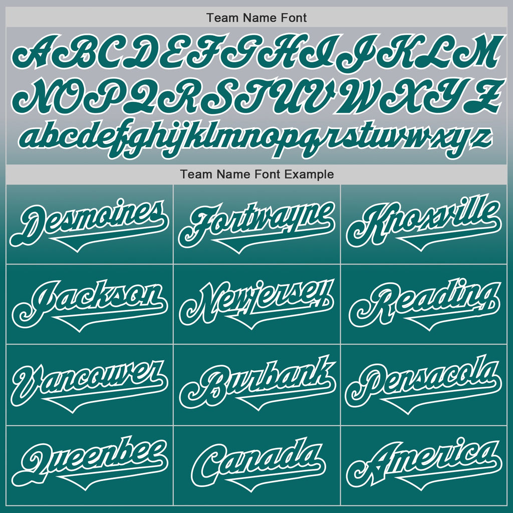 Custom Gray Teal-White Authentic Fade Fashion Baseball Jersey