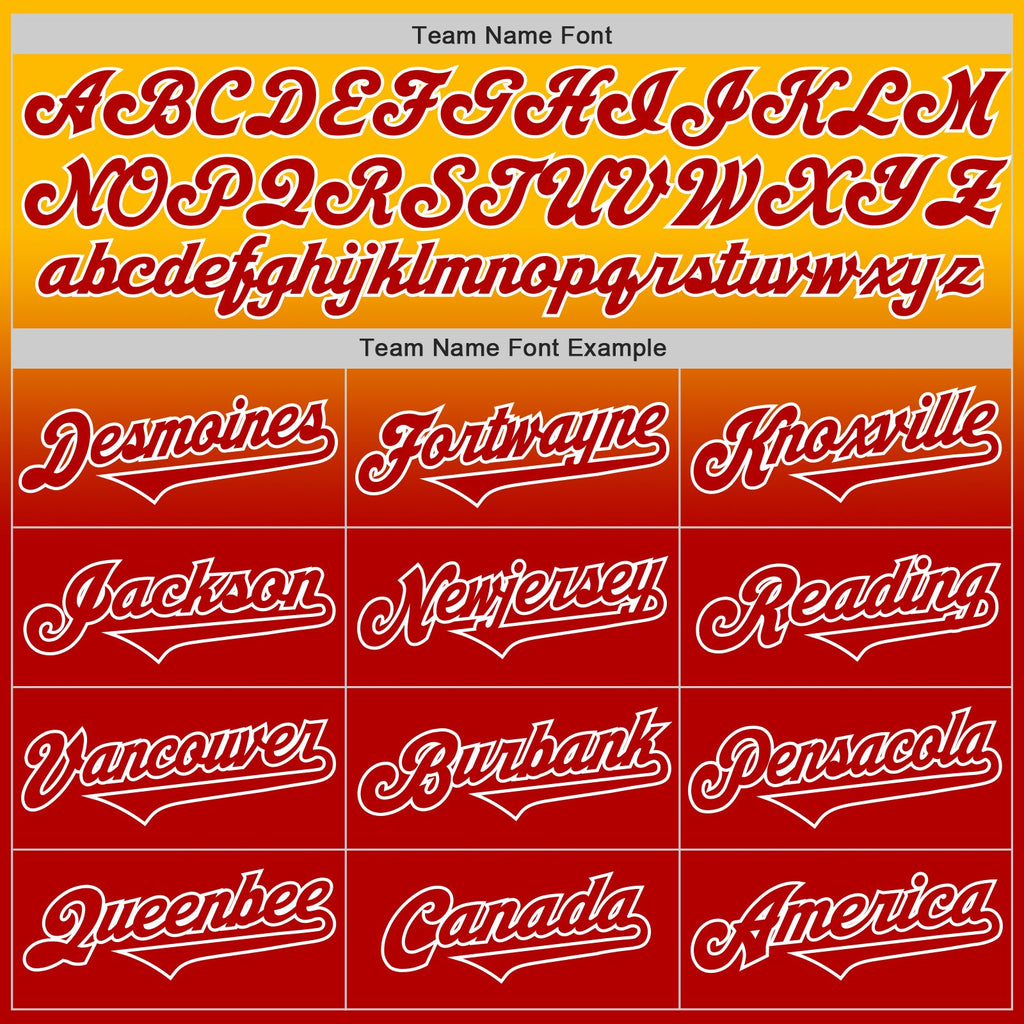 Custom Gold Red-White Authentic Fade Fashion Baseball Jersey