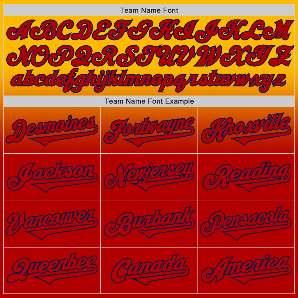 Custom Gold Red-Navy Authentic Fade Fashion Baseball Jersey