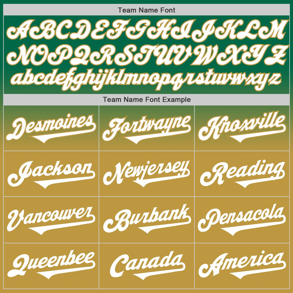 Custom Kelly Green White-Old Gold Authentic Fade Fashion Baseball Jersey