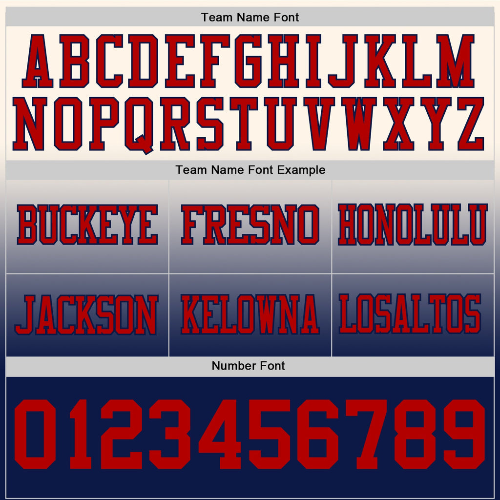 Custom Cream Red-Navy Authentic Fade Fashion Football Jersey