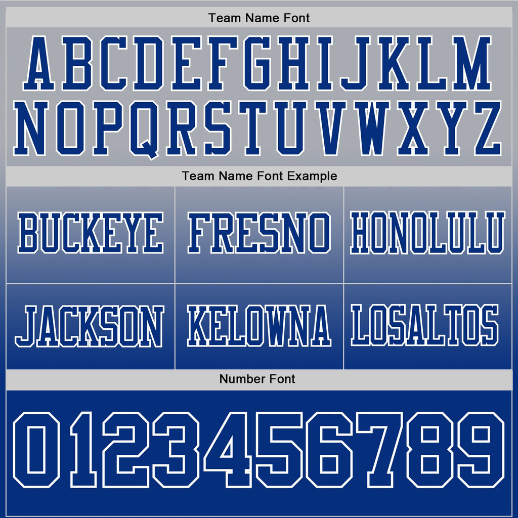 Custom Gray Royal-White Authentic Fade Fashion Football Jersey