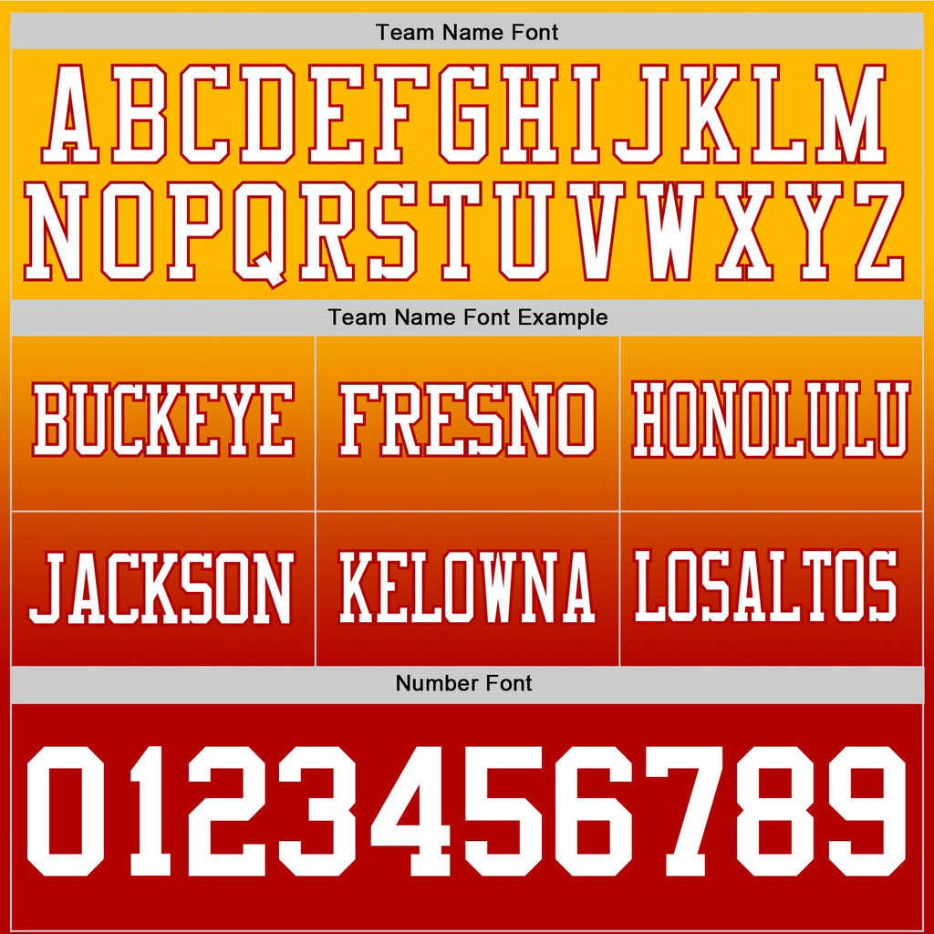 Custom Gold White-Red Authentic Fade Fashion Football Jersey