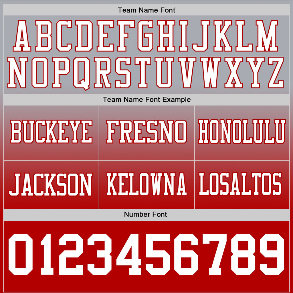 Custom Gray White-Red Authentic Fade Fashion Football Jersey