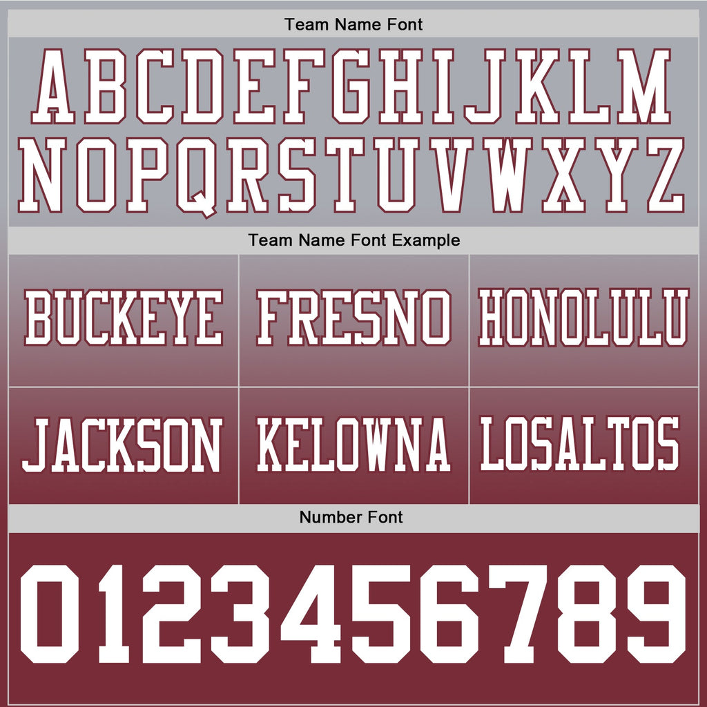 Custom Gray White-Burgundy Authentic Fade Fashion Football Jersey