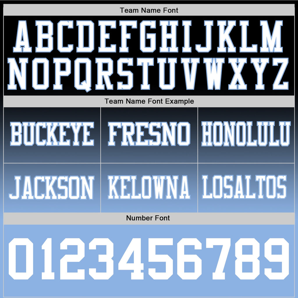Custom Black White-Light Blue Authentic Fade Fashion Football Jersey