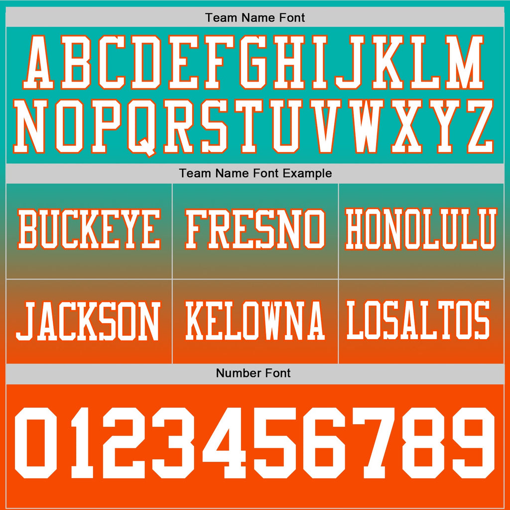 Custom Aqua White-Orange Authentic Fade Fashion Football Jersey
