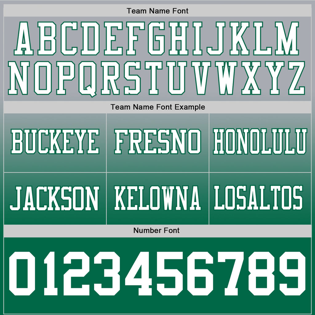 Custom Gray White-Kelly Green Authentic Fade Fashion Football Jersey