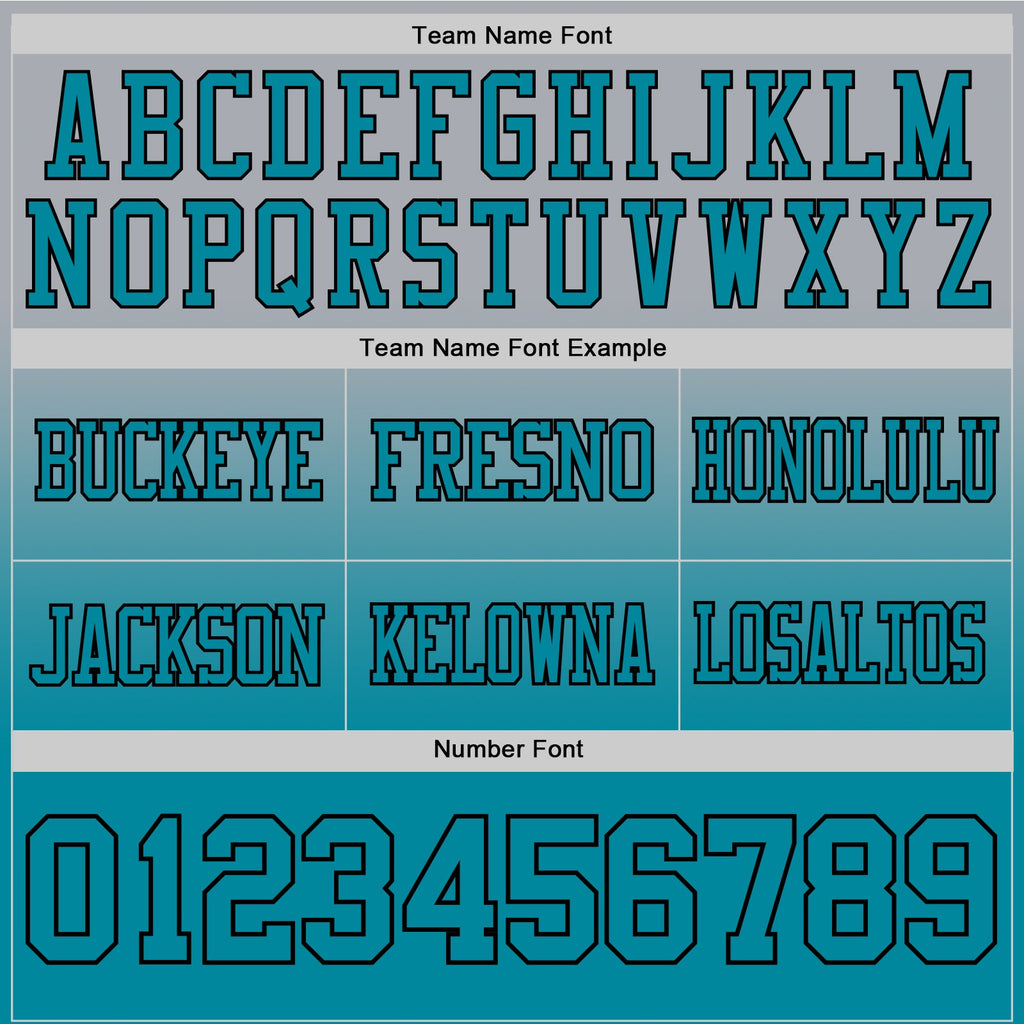 Custom Gray Teal-Black Authentic Fade Fashion Football Jersey