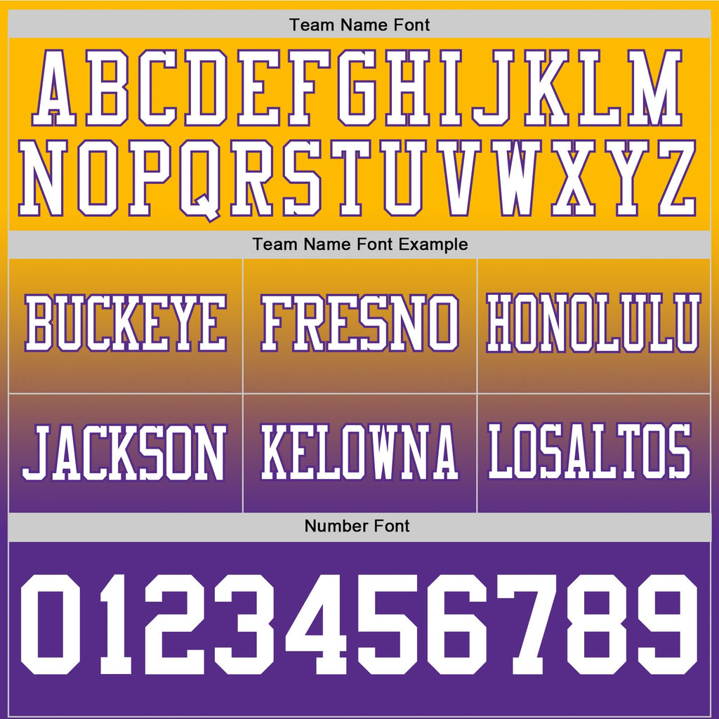 Custom Gold White-Purple Authentic Fade Fashion Football Jersey