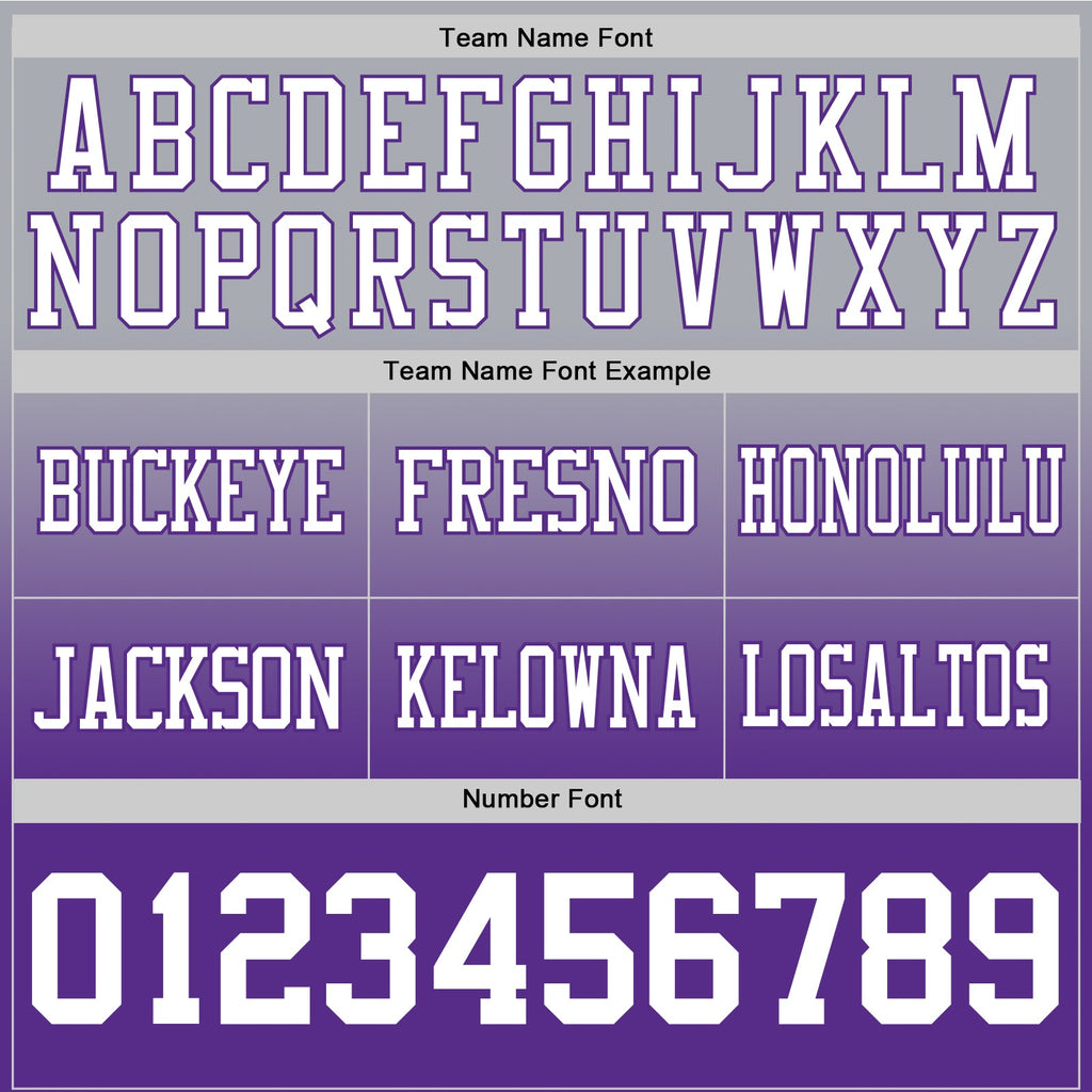 Custom Gray White-Purple Authentic Fade Fashion Football Jersey