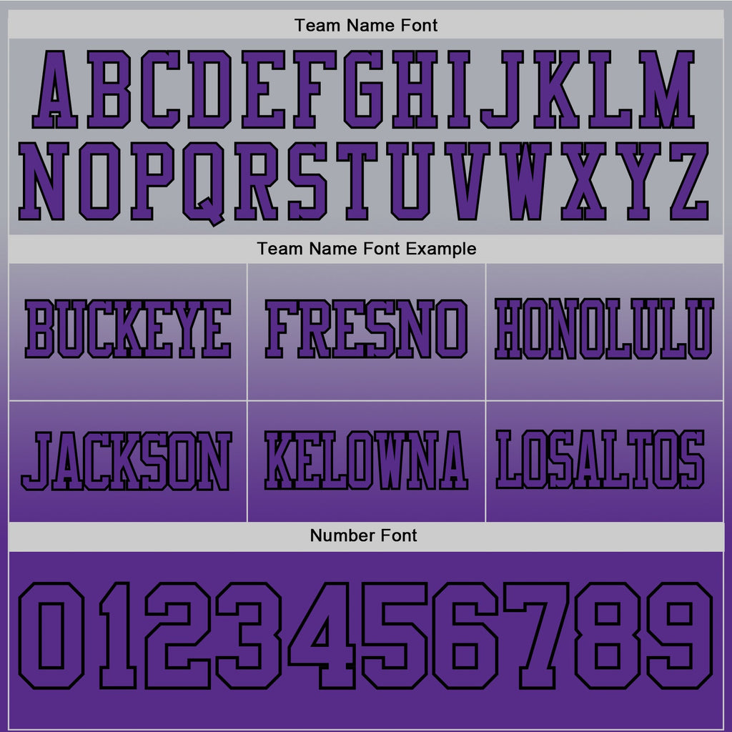 Custom Gray Purple-Black Authentic Fade Fashion Football Jersey