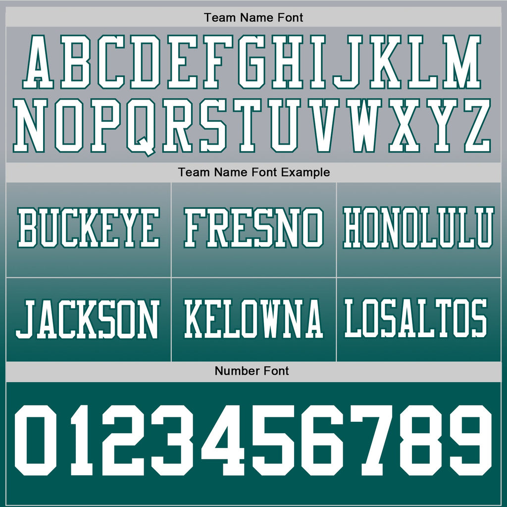 Custom Gray White-Midnight Green Authentic Fade Fashion Football Jersey