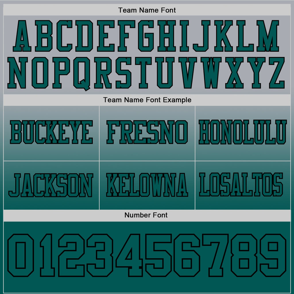 Custom Gray Midnight Green-Black Authentic Fade Fashion Football Jersey