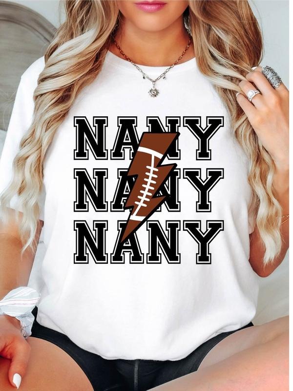 Football Nanny Football Grandma Shirt Game Day Nanny Proud Football Nany Football Lover Shirt Sports Nanny Short Sleeve T-Shirts