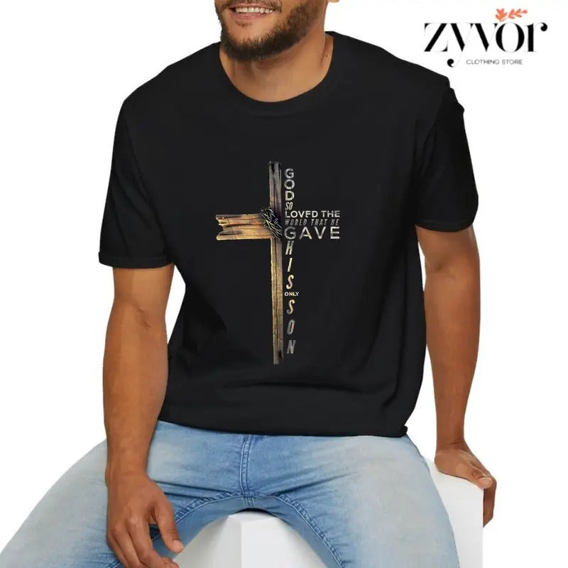 God So Loved World That He Gave His Only Son Casual Crew Neck Short Sleeve Tops Perfect T-Shirts