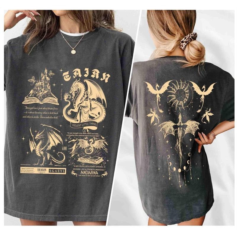 Fourth Wing Dragons Shirt Basgiath War College Tairn Andarna Sgaeyl Shirt Bookish Dragon Rider TShirtstyle{N002}2 T-Shirts