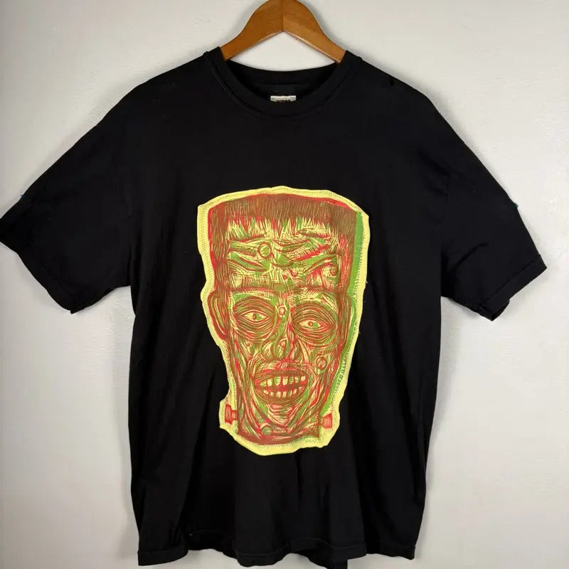 Frankenstein Hand Printed Woodcut Appliqued Cotton Menswear T-Shirts
