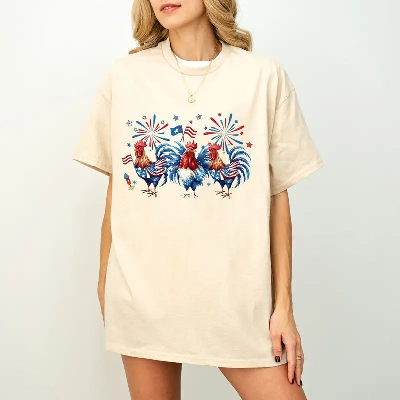Funny 4th July Shirt Chicken Shirt Independence Day Shirt Usa Flag Shirt Patriotic Shirt Freedom Shirt Fourth July Funny Farmer Farm T-Shirts