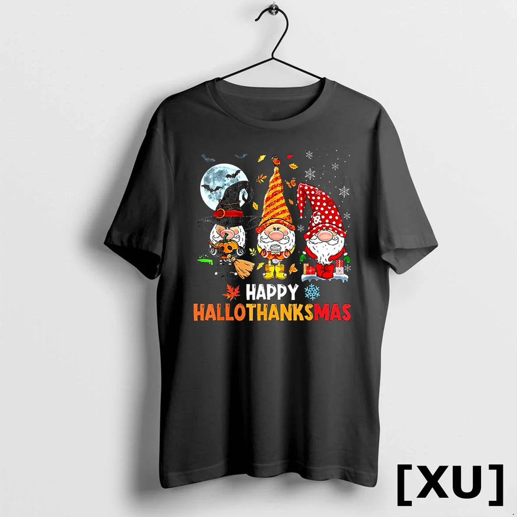 Gnome Hallothanksmas Halloween Thanksgiving Christmas Tshirts Sweater