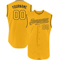 Custom Gold Gold-Black Authentic Sleeveless Baseball Jersey