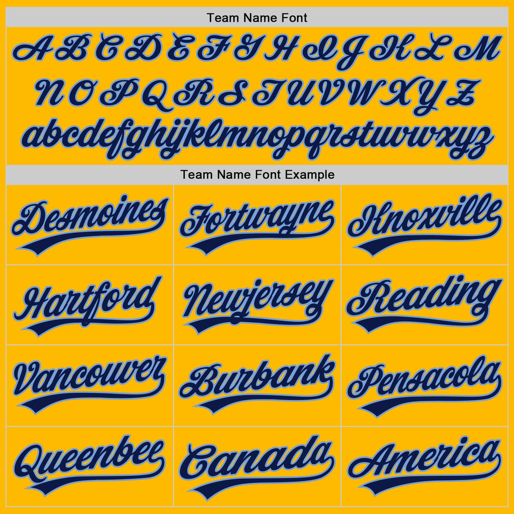 Custom Gold Navy-Light Blue Authentic Throwback Baseball Jersey