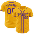 Custom Gold Purple Authentic Baseball Jersey