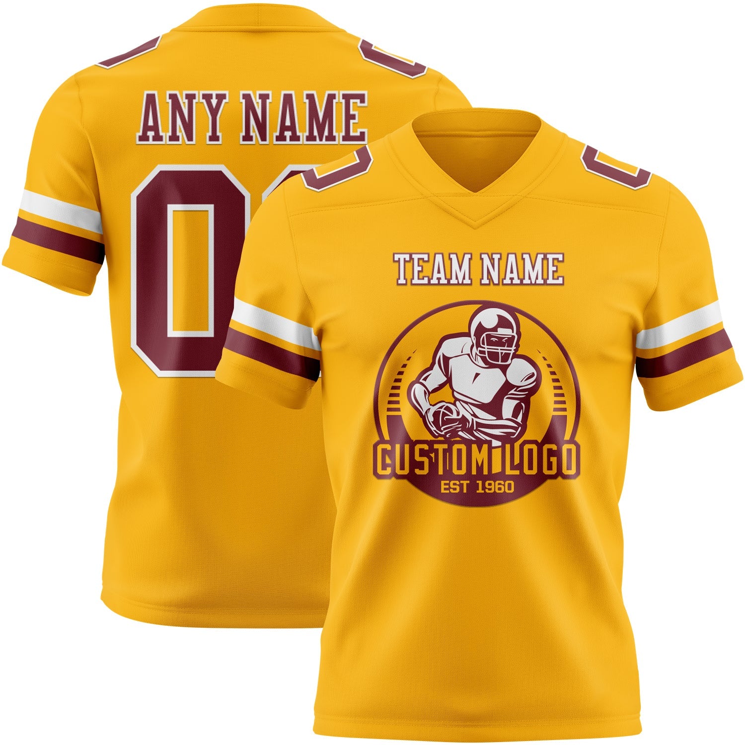 Custom Gold Burgundy-White Authentic Football Jersey