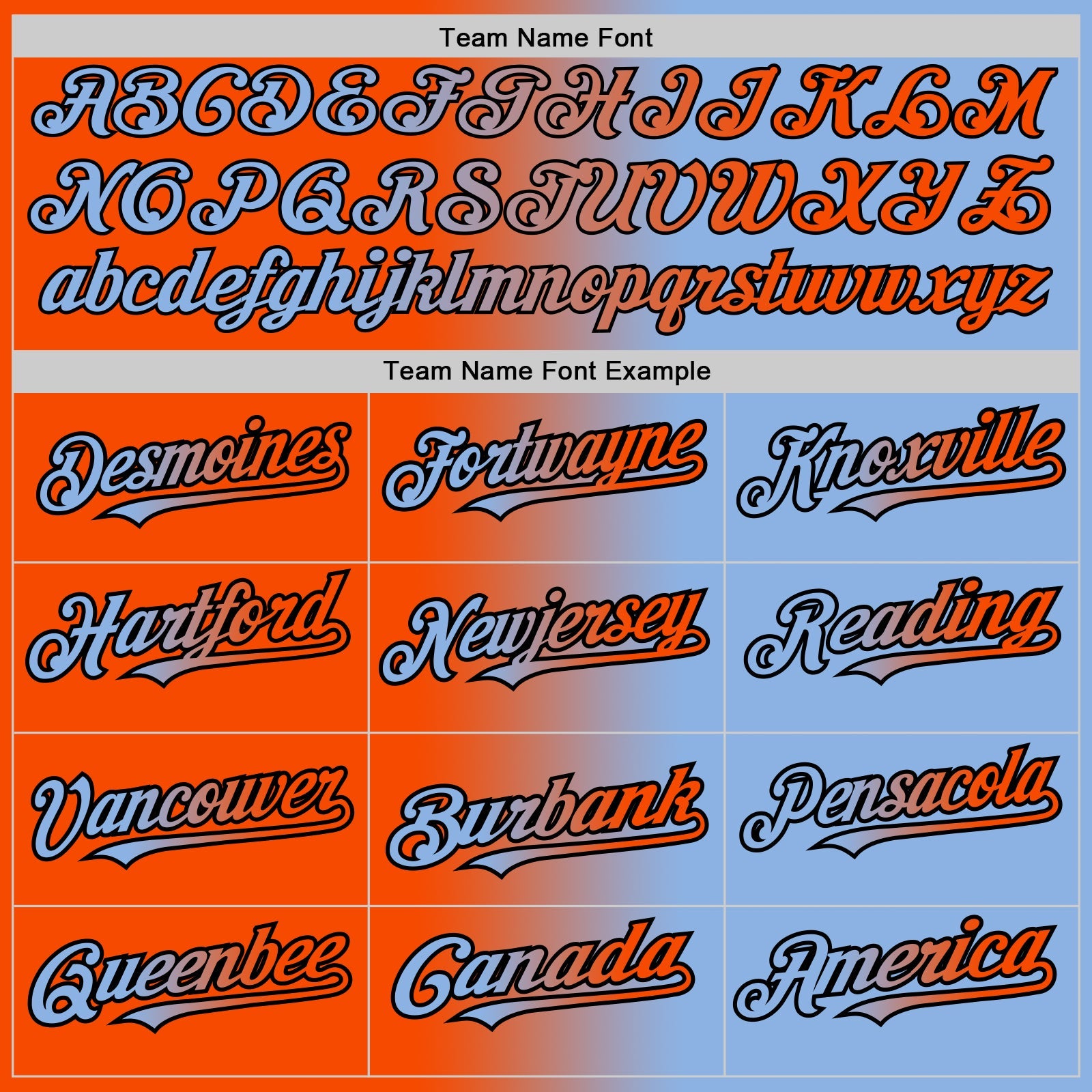 Custom Light Blue Orange-Black Authentic Gradient Fashion Baseball Jersey