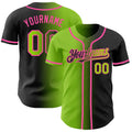 Custom Black Neon Green-Pink Authentic Gradient Fashion Baseball Jersey