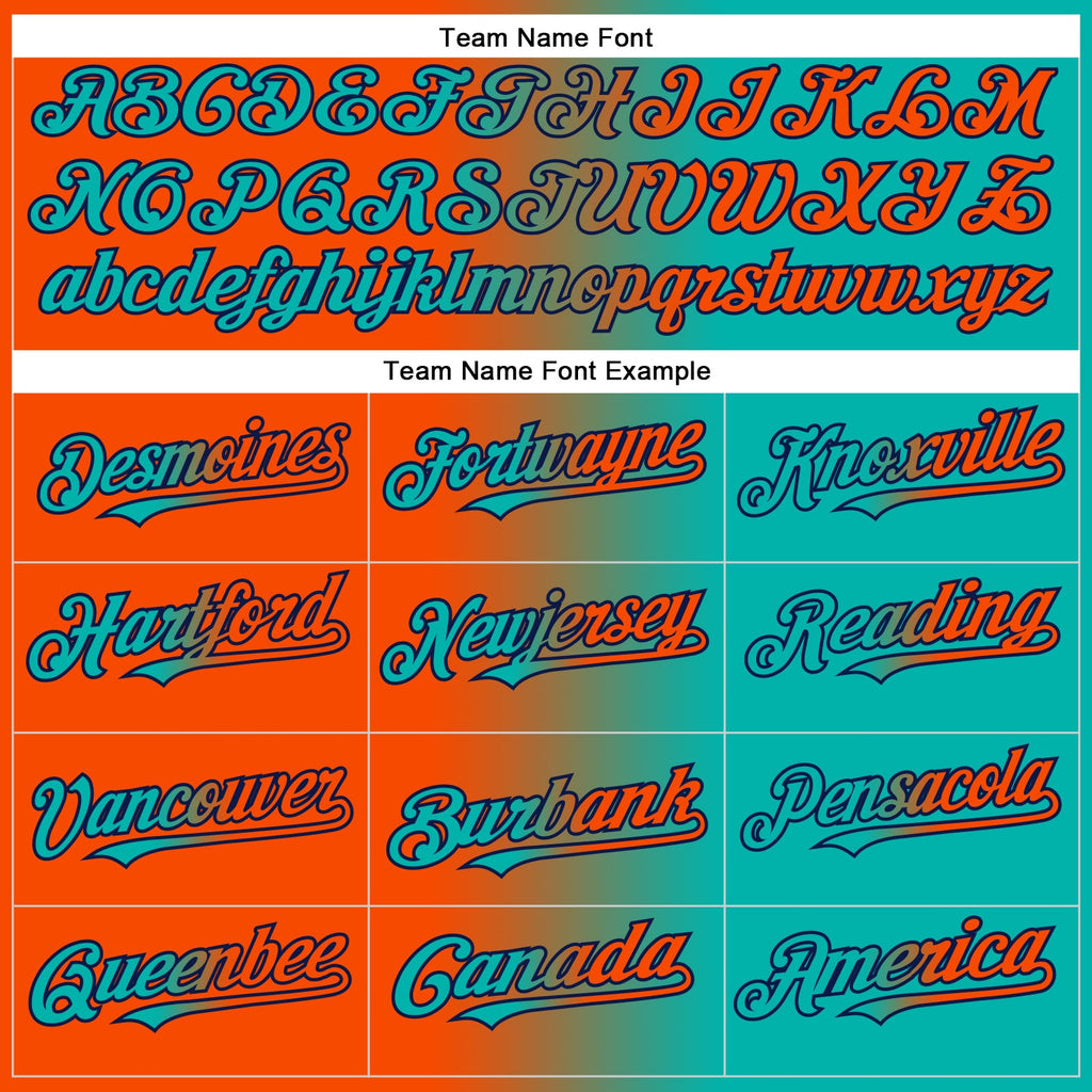 Custom Aqua Orange-Navy Authentic Gradient Fashion Baseball Jersey